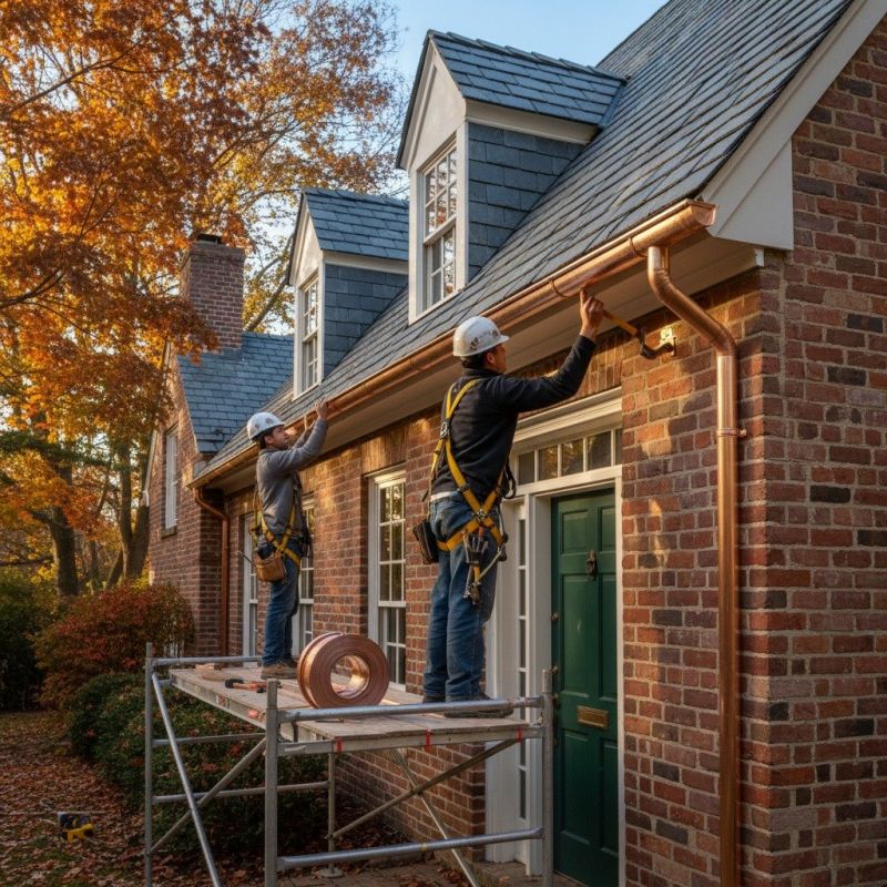 Copper Downspout Installation detail